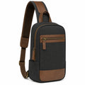 Umhängetasche 18 x 8 x 32 cm aus Textil Schwarz Braun mit verstellbarem Schultergurt