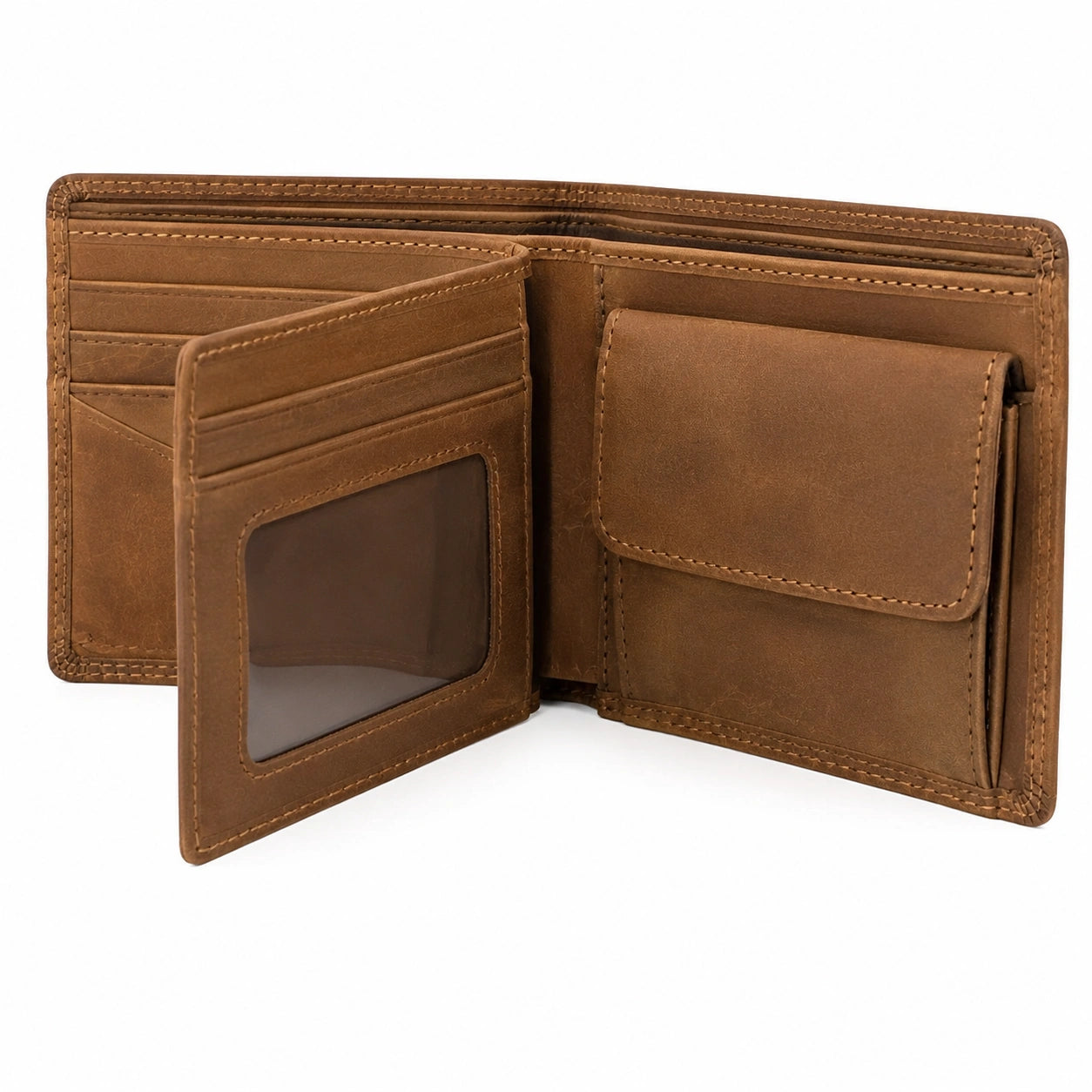 Herren Geldbörse 12 x 9.5 x 2 cm braun Leder mit Kartenfächern