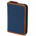 Geldbörse 12 x 2 x 10 cm aus Textilgewebe Blau Braun mit Reißverschluss im Vintage-Stil