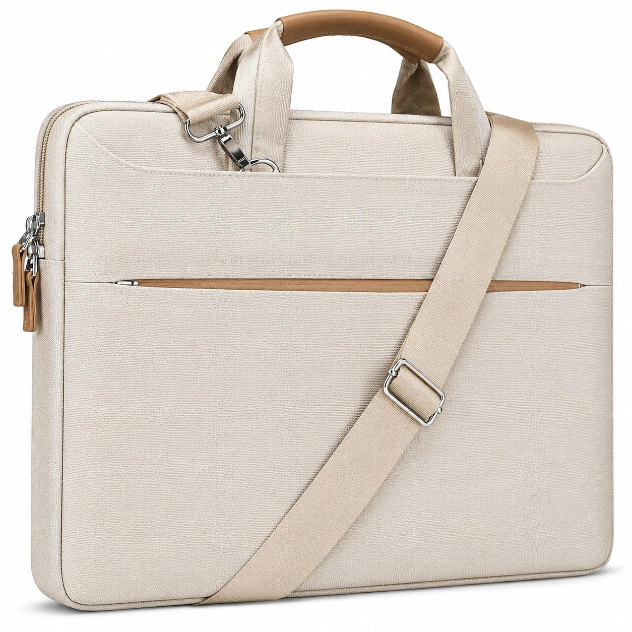 Laptoptasche 40 × 6 × 30 cm aus Textilgewebe Beige Braun mit Schultergurt