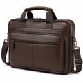 Laptoptasche 40 x 10 x 30 cm aus Kunstleder Braun mit Schultergurt und Reißverschluss