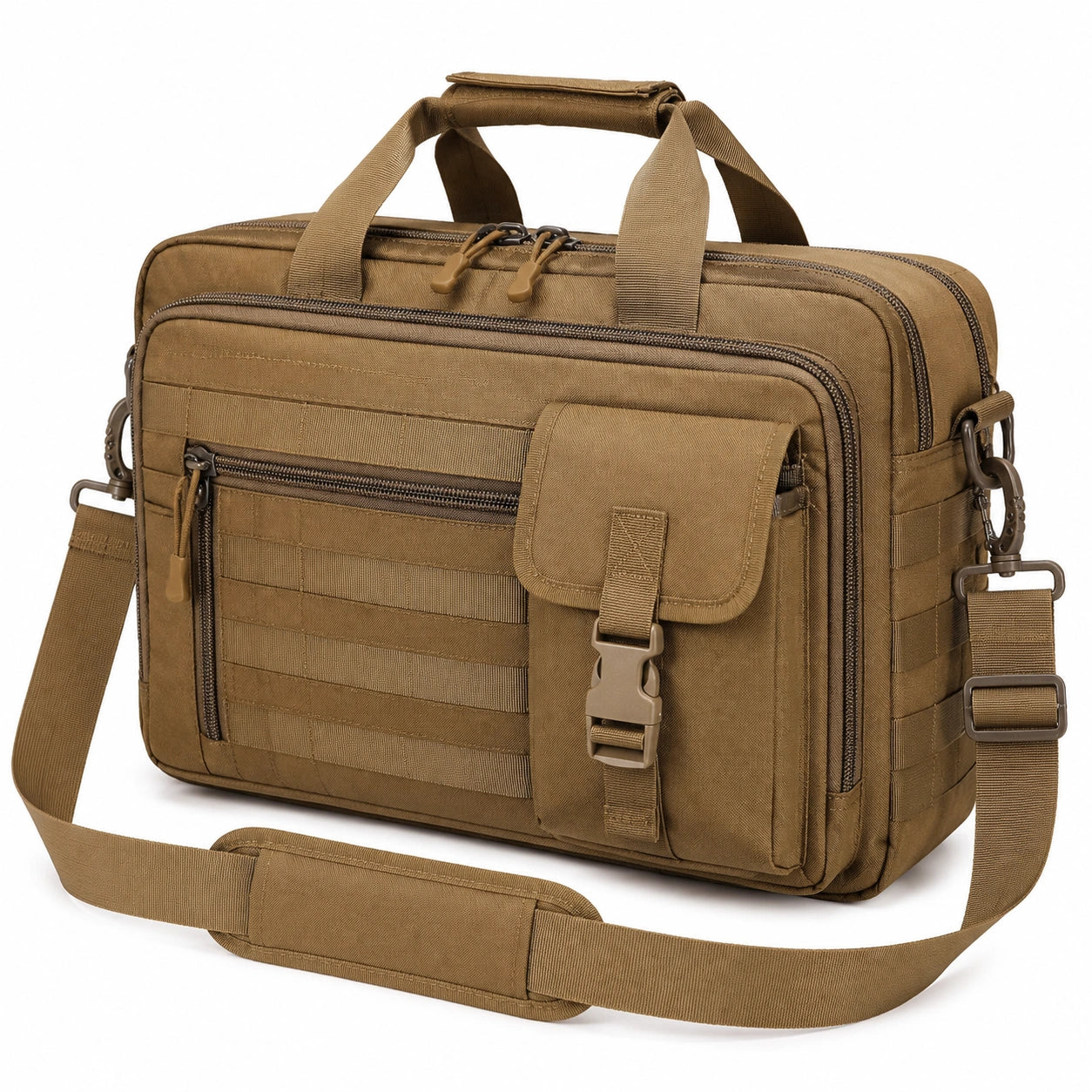 Umhängetasche 40 x 15 x 30 cm aus Polyester in Khaki mit Mehrfachfächern im taktischen Stil