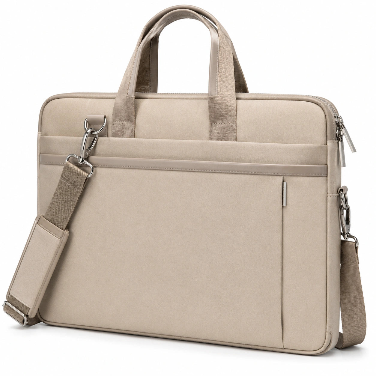 Laptoptasche 40 × 8 × 30 cm aus Kunstleder Beige mit Schultergurt für Büro und Alltag