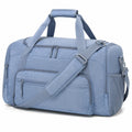 Reisetasche 50 x 25 x 28 cm aus Textil Hellblau mit Schultergurt und Mehrfachfächern