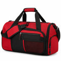 Reisetasche 50 x 25 x 28 cm aus Polyester Rot Schwarz mit Schultergurt und Mehrfachfächern
