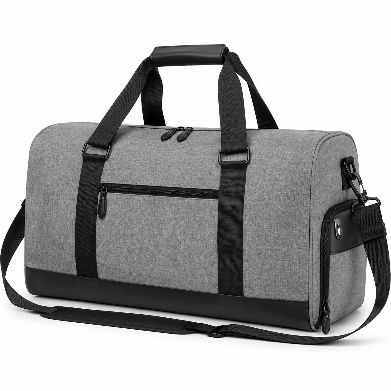 Reisetasche 50 x 25 x 28 cm Grau Schwarz aus Textil mit Schultergurt und Reißverschluss