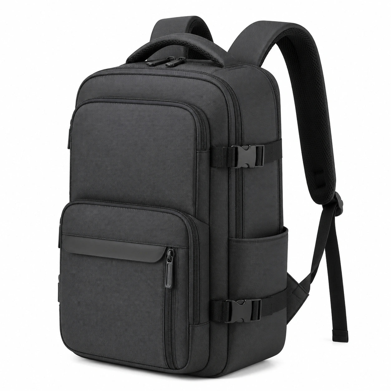 Rucksack 32 x 18 x 48 cm aus Polyester Schwarz mit Mehrfachfächern und Kompressionsriemen