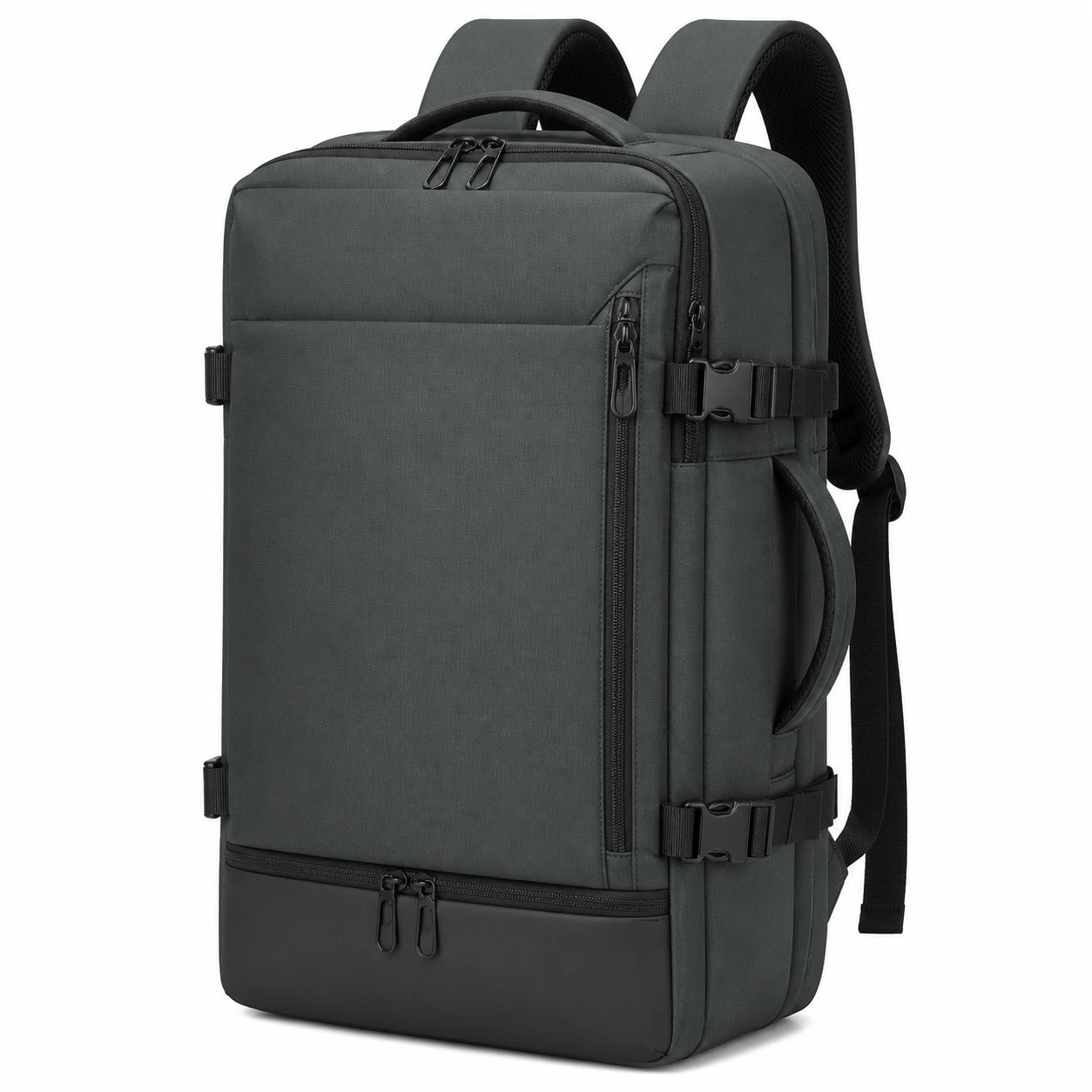 Reiserucksack 32 x 20 x 50 cm Polyester Dunkelgrün mit Tragegriff und Kompressionsriemen